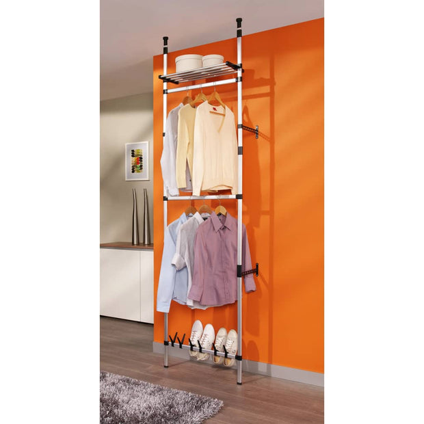 Telescopic Wardrobe System with Rods and Shelf Aluminum