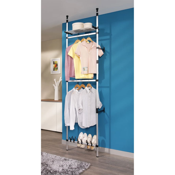 Telescopic Wardrobe System with Rods and Shelf Aluminum