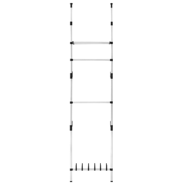 Telescopic Wardrobe System with Rods and Shelf Aluminum