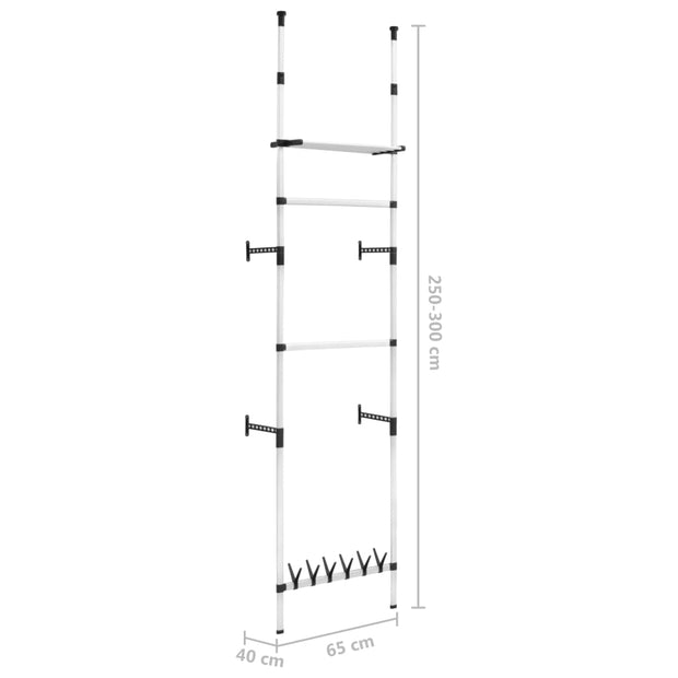 Telescopic Wardrobe System with Rods and Shelf Aluminum