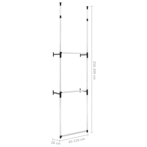 Telescopic Wardrobe System with Rods Aluminum