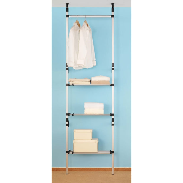 Telescopic Wardrobe System with Rods and Shelf Aluminum