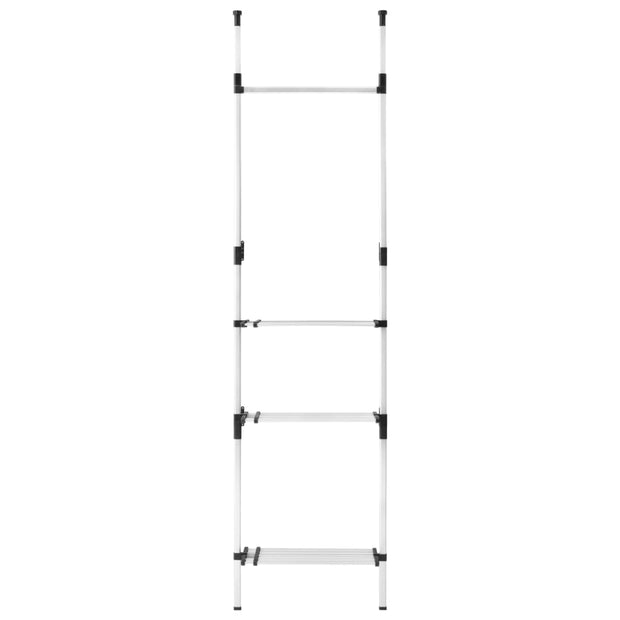 Telescopic Wardrobe System with Rods and Shelf Aluminum