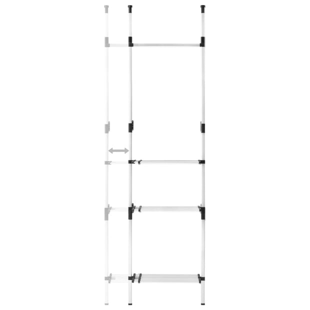 Telescopic Wardrobe System with Rods and Shelf Aluminum