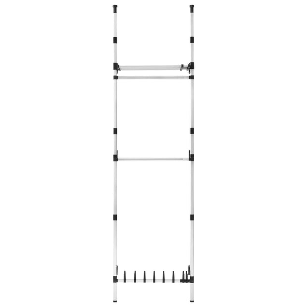 Telescopic Wardrobe System with Rods and Shelf Aluminum