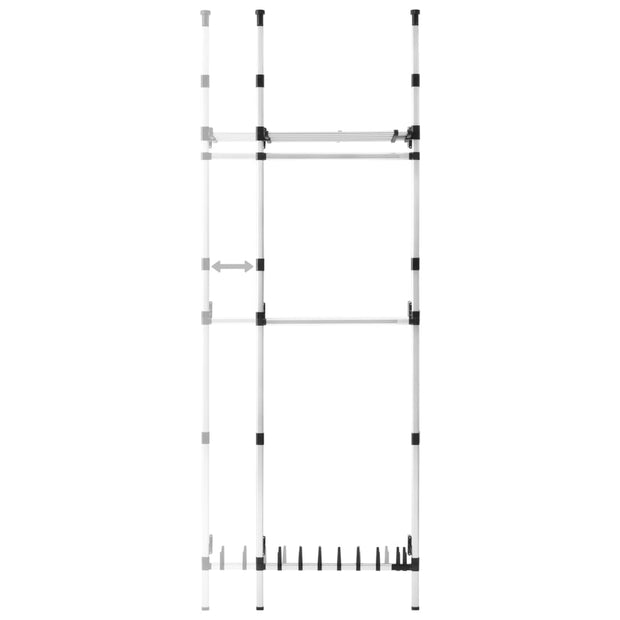 Telescopic Wardrobe System with Rods and Shelf Aluminum