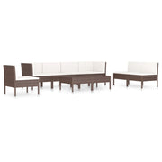 9 Piece Patio Lounge Set with Cushions Poly Rattan Brown