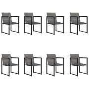 9 Piece Patio Dining Set with Cushions Poly Rattan Gray