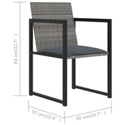 9 Piece Patio Dining Set with Cushions Poly Rattan Gray