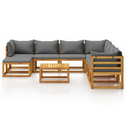 9 Piece Patio Lounge Set with Cushion Solid Acacia Wood