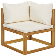 9 Piece Patio Lounge Set with Cushion Cream Solid Acacia Wood