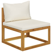 9 Piece Patio Lounge Set with Cushion Cream Solid Acacia Wood