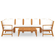 9 Piece Patio Lounge Set with Cushion Cream Solid Acacia Wood