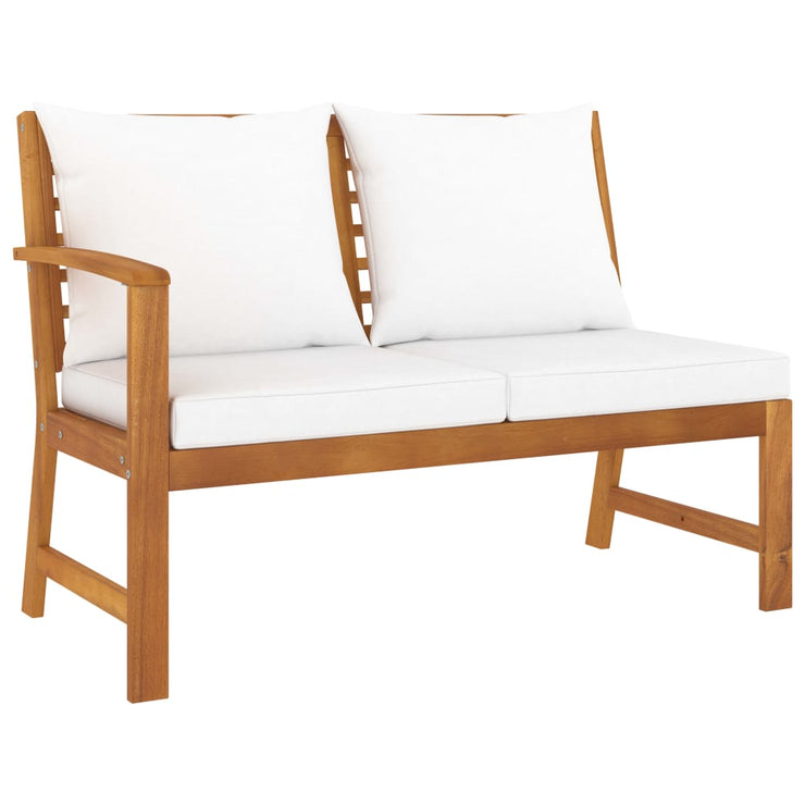 9 Piece Patio Lounge Set with Cushion Cream Solid Acacia Wood