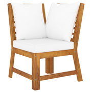 9 Piece Patio Lounge Set with Cushion Cream Solid Acacia Wood