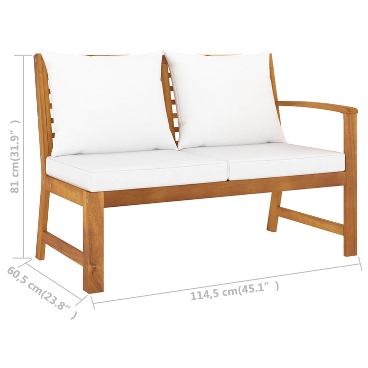 9 Piece Patio Lounge Set with Cushion Cream Solid Acacia Wood