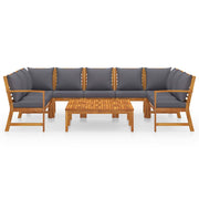 9 Piece Patio Lounge Set with Cushion Solid Acacia Wood