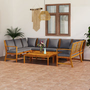 9 Piece Patio Lounge Set with Cushion Solid Acacia Wood