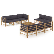 9 Piece Patio Lounge Set with Dark Gray Cushions Bamboo