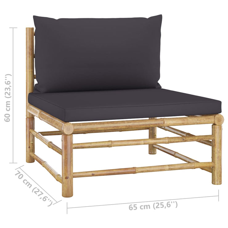 9 Piece Patio Lounge Set with Dark Gray Cushions Bamboo