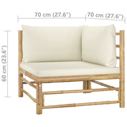 9 Piece Patio Lounge Set with Cream White Cushions Bamboo