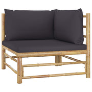 9 Piece Patio Lounge Set with Dark Gray Cushions Bamboo