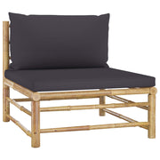 9 Piece Patio Lounge Set with Dark Gray Cushions Bamboo