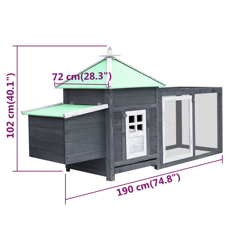 Chicken Coop with Nest Box Gray 74.8"x28.3"x40.2" Solid Firwood