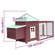 Chicken Coop with Nest Box Mocha 74.8"x28.3"x40.2" Solid Firwood