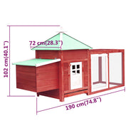 Chicken Coop with Nest Box Red 74.8"x28.3"x40.2" Solid Firwood