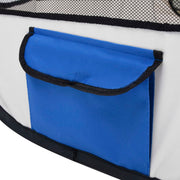 Foldable Dog Playpen with Carrying Bag Blue 35.4"x35.4"x22.8"