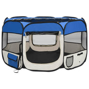 Foldable Dog Playpen with Carrying Bag Blue 43.3"x43.3"x22.8"