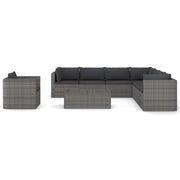 9 Piece Patio Lounge Set with Cushions Poly Rattan Gray