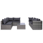 9 Piece Patio Lounge Set with Cushions Poly Rattan Gray