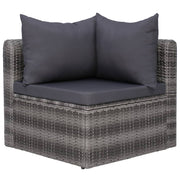 9 Piece Patio Lounge Set with Cushions Poly Rattan Gray