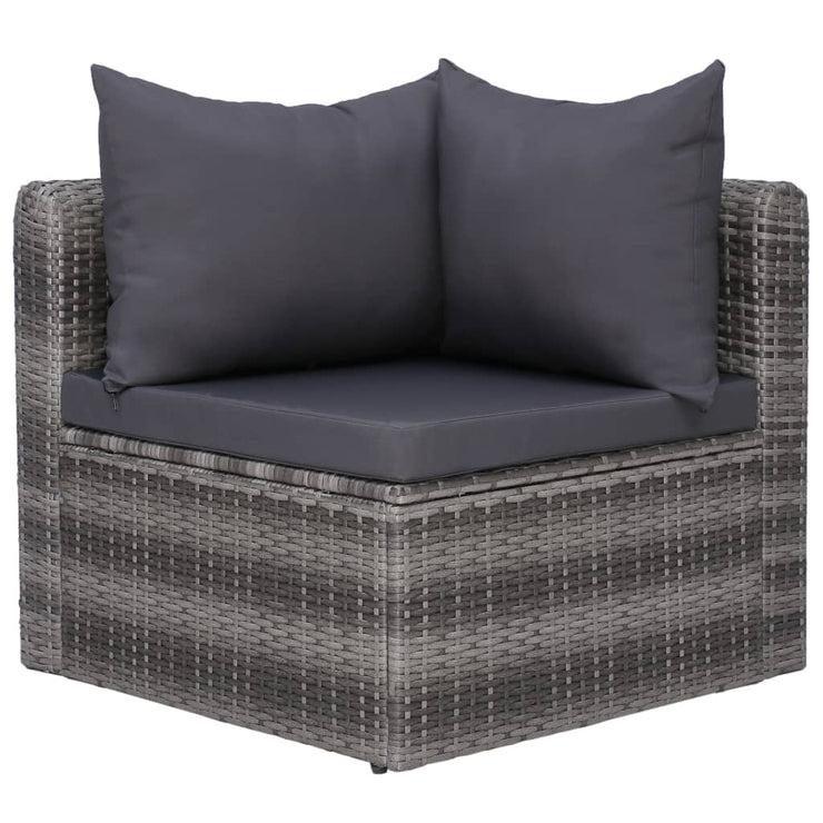 9 Piece Patio Lounge Set with Cushions Poly Rattan Gray