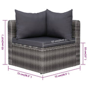 9 Piece Patio Lounge Set with Cushions Poly Rattan Gray