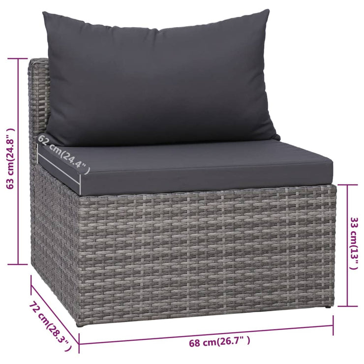 9 Piece Patio Lounge Set with Cushions Poly Rattan Gray