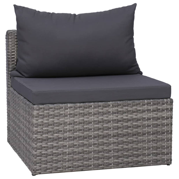 9 Piece Patio Lounge Set with Cushions Poly Rattan Gray