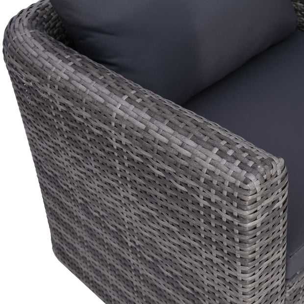 9 Piece Patio Lounge Set with Cushions Poly Rattan Gray