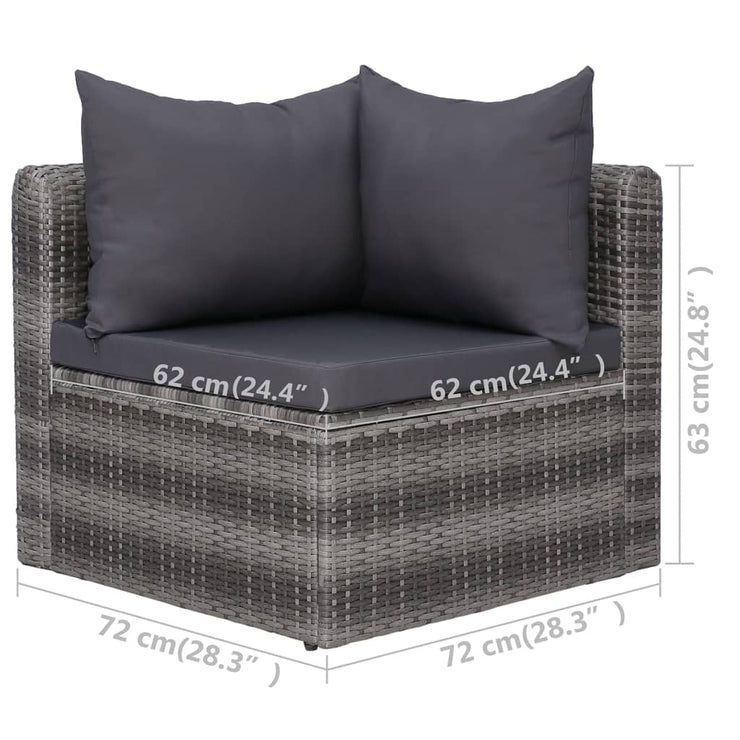 9 Piece Patio Lounge Set with Cushions Poly Rattan Gray