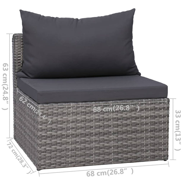 9 Piece Patio Lounge Set with Cushions Poly Rattan Gray