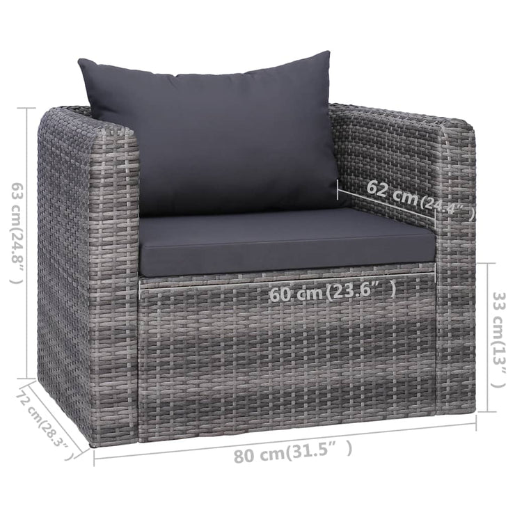 9 Piece Patio Lounge Set with Cushions Poly Rattan Gray