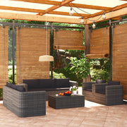 9 Piece Patio Lounge Set with Cushions Poly Rattan Gray