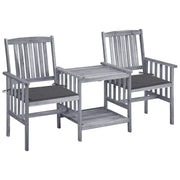 Patio Chairs with Tea Table and Cushions Solid Acacia Wood