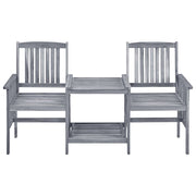 Patio Chairs with Tea Table and Cushions Solid Acacia Wood