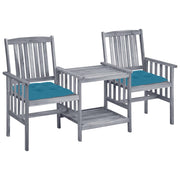 Patio Chairs with Tea Table and Cushions Solid Acacia Wood