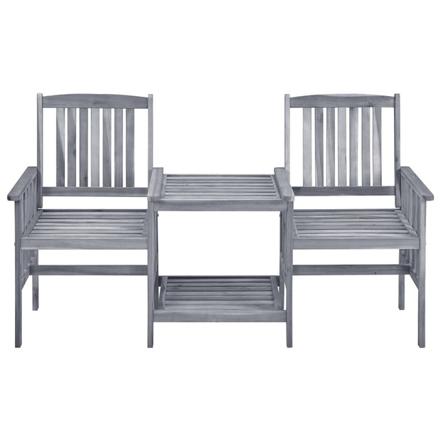 Patio Chairs with Tea Table and Cushions Solid Acacia Wood