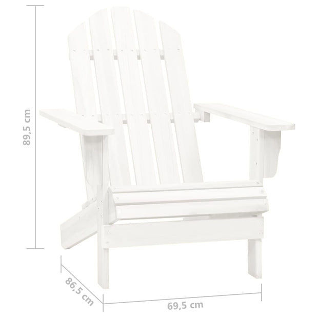 Patio Adirondack Chair with Table Solid Fir Wood White