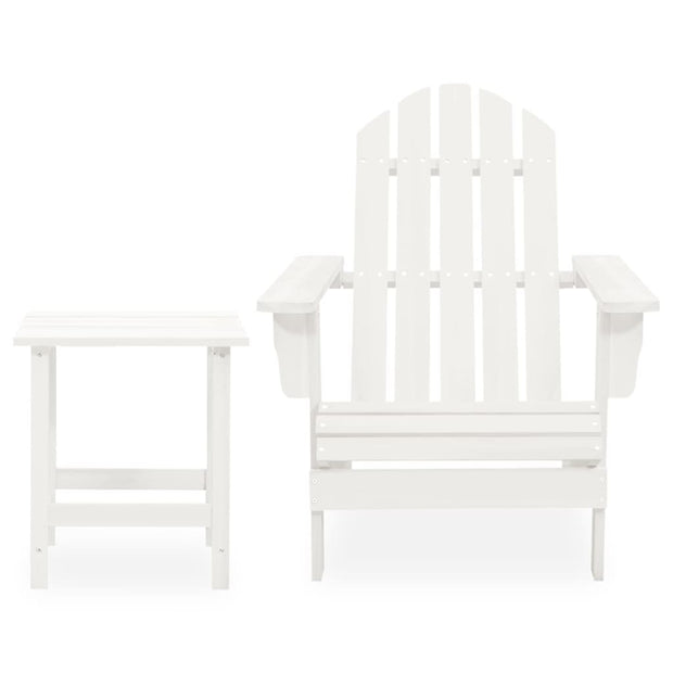 Patio Adirondack Chair with Table Solid Fir Wood White